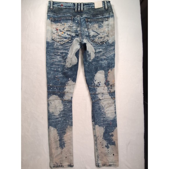 Embellish Jeans Men Tag 32 X 31 Rip Repair Patchwork Distressed Paint Tapered - Picture 13 of 16